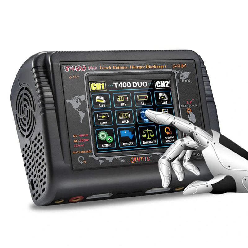 HTRC T400 Pro AC 200W DC 400W 12A*2 Dual Channel Lipo Battery Charger Discharger for LiPo LiHV LiFe Lilon NiCd NiMh Pb Battery