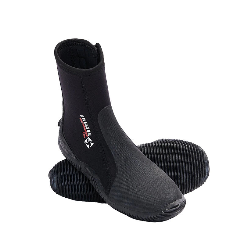 DIVE&SAIL 5MM Diving Boots Adult Snorkeling Booties Non Slip Silicone Sole Comfortable Wetsuit Boots for Beach Windsurfing Kayaking