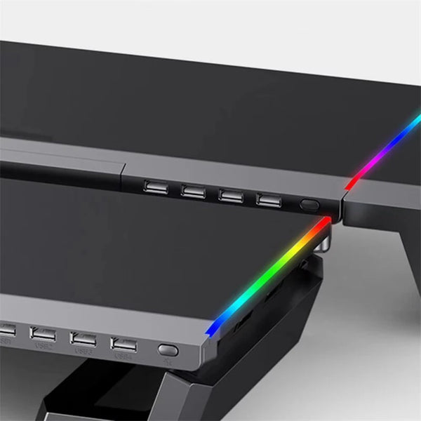 T1 Laptop Monitor Stand Riser RGB Support with USB3.0+3USB2.0 Mobile Phone Holder Drawer Storage Box Heightening Bracket for PC Laptop