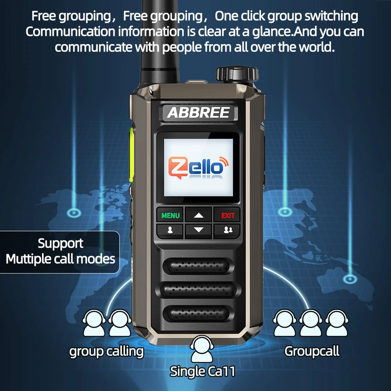 ABBREE GP-18 Zello Walkie Talkie 6000mAh Battery Dual Sim Card Slots Global POC Android Bluetooth WIFI Distance unlimited 2G/3G/4G Network Radio