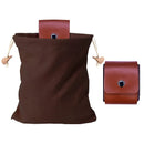 IPRee Foldable Large Capacity Canvas Belt Bag, Pouch, PU Leather Canvas Drawstring Foraging Pouch for Travel Camping Hiking Bag