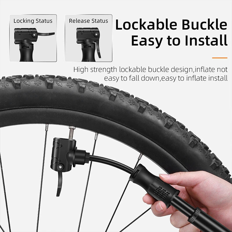 WEST BIKING 100PSI Mini Bicycle Air Pump Portable Hand Pump Hose MTB Mountain Road Universal Schrader Presta Valve Waterproof Tire Inflator for Ball Cycling