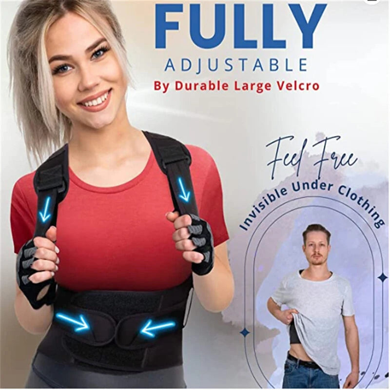 KALOAD Adjustable Back Support Belt Back Posture Corrector Shoulder Lumbar Spine Support Back Protector