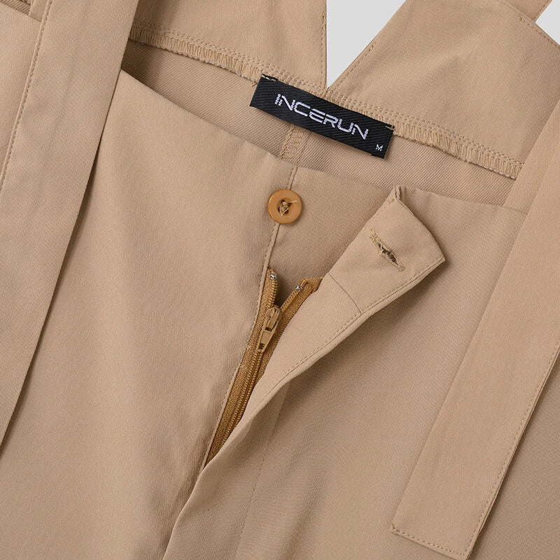 INCERUN Men's Casual Overalls with Adjustable Straps, Loose Fit Wide Leg Jumpsuit for Men Large Size S-5XL