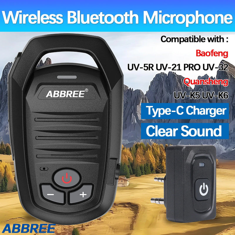 ABBREE AR-639 Wireless Handheld bluetooth Microphone Speaker Type-C for Baofeng UV-5R UV-21 PRO Quansheng UV-K5 K6 TK11 Walkie Talkie