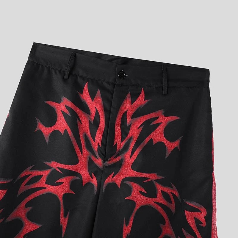 INCERUN Mens Solid Color Gradient Pattern Pant Comfortable Button Zipper Wide Legged Long Trousers for Men