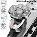 6-in-1 Men's Bald Head Electric Shaver and Trimmer Kit Waterproof and Rechargeable Rotary Shaver with 9 Floating Blades Beard Nose Ear Hair Clipper Facial Brush Quick Charging