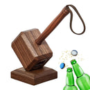 Creative Wooden Retro Bottle Openers Multifunction Hammer Shaped Drinks Corkscrew Long Handle Bottle Opener with Magnet