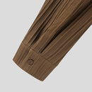 INCERUN Men's Casual Shirt Solid Color Long Sleeve Lapel Collar Button-Down Daily Shirt with Single Color Stripes, Loose Fit