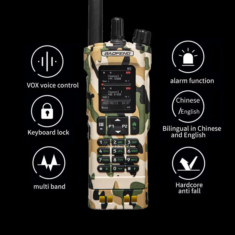 Baofeng DM-32UV 8W Power Camouflage Walkie Talkie DMR Digital Analog Two Way Radio GPS APRS 4000 Channels Dual Mode Communication