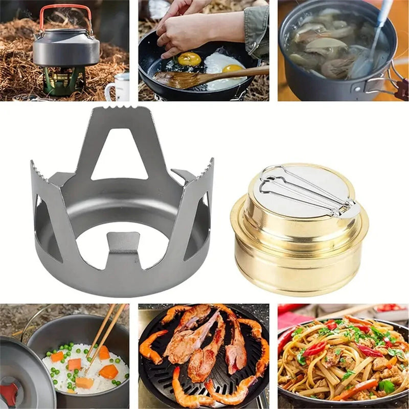 IPRee Portable Mini Alcohol Stove Burner Adjustable Firepower Gasoline Stove Aluminum Alloy Bracket Ultralight Brass Camping Stoves
