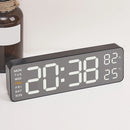 Electronic Wall Clock Temperature Humidity Display Metal Brushed Multifunctional Wall Clock Digital LED Electronic Alarm Clock