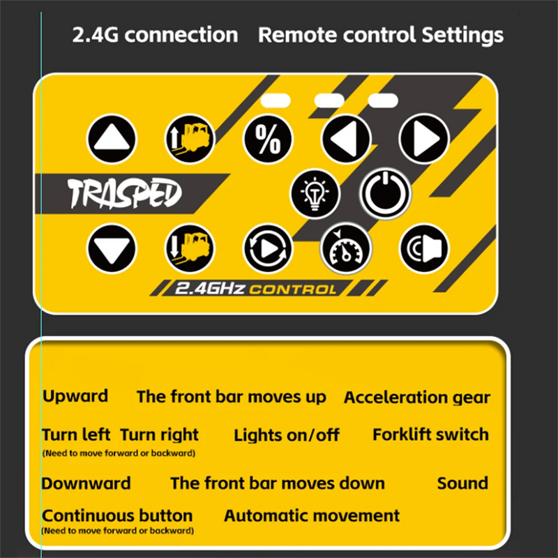 TRASPED HG-4-243 RTR 1/64 2.4G Mini RC Car Alloy Forklift Support App Remote Controlled LED Light Sound Engineering Vehicle Desktop Toys Model Collection Gift For Boys