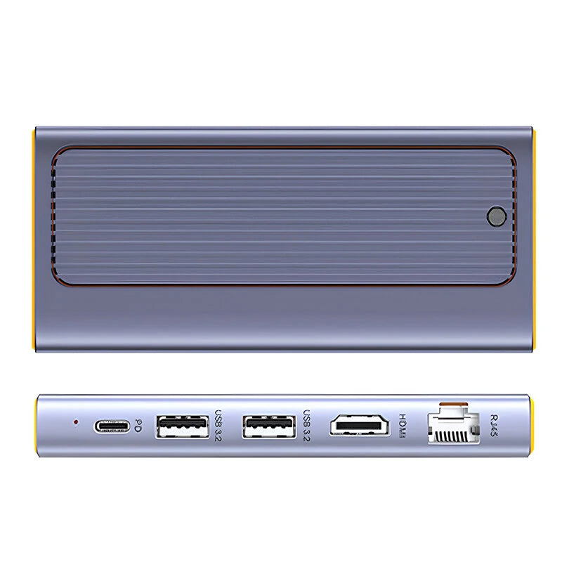 X0165 6-In-1 10Gbps Type-C Hub Docking Station with USB3.2*2 / USB-C PD100W / 4K HD / RJ45 Ethernet / M.2 NVMe&SATA SSD Case Multi-ports Splitter Adapter for Tablet Laptop Phone