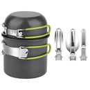 Lightweight Aluminum Alloy Camping Pot Hiking Picnic Tourist Tableware Set Outdoor Stove Pot Pan Plastic Bowl Outdoor Cookware
