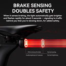 ROCKBROS Q2 MAX Bike Taillight 400mAh USB-C Rechargeable Waterproof Auto Brake Rear Light for Night Riding Safety