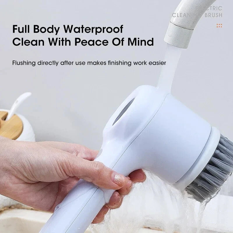 Electric Spin Scrubber Rechargeable Cleaning Brush IPX7 Waterproof 120 Min Work Time with 5 Brush Heads USB Charging for Bathroom Kitchen Basin