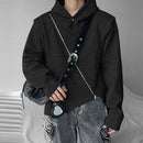 INCERUN Men Hooded Sweatshirts Trendy Asymmetric Zip Long Sleeve Hoodie with Irregular Hem for Fashion-forward Males Clothing