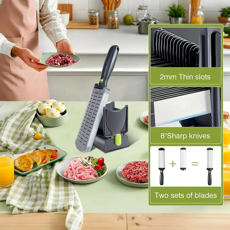 Fresh Meat Cutter Multifunctional Stainless Steel Meat Slicer Fast Meat Slice Home Kitchen Meat Cutter for Beef Lamb Pork Cuts