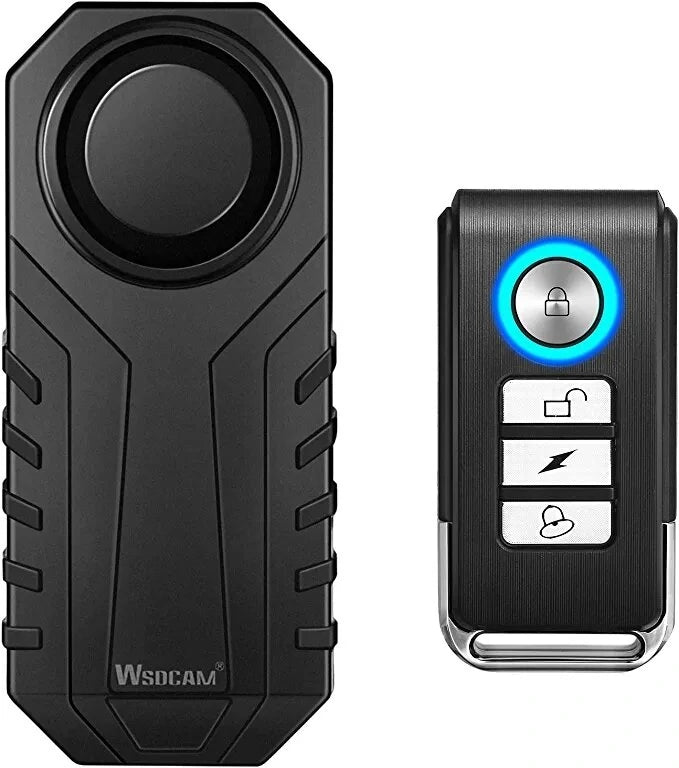Wsdcam 113dB Bike Alarm Wireless Vibration Motion Sensor Waterproof Remote Motorcycle Alarm