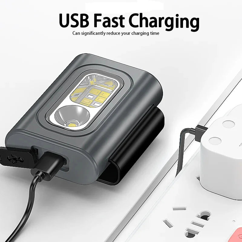 SMILING SHARK Mini Rechargeable Headlamp, COB Magnet Type-C Rechargeable Headlight, For Outdoor Running Fishing Reading Emergency Lights