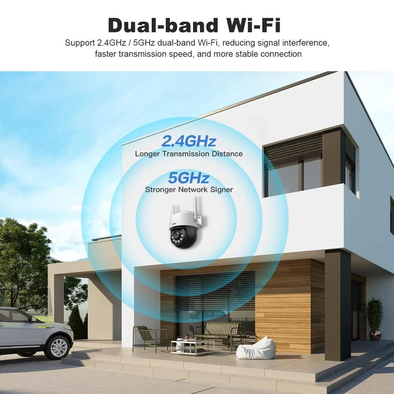 SriHome SH072 8MP 4K 3X Zoom Security Camera Outdoor PTZ Dual Band WiFi 2.4G/5G Night Vision 2 Way Audio Human Detection IP66 Waterproof Wireless Smart Home Surveillance Cameras
