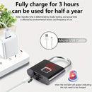 Smart Fingerprint Padlock 20 Fingerprints USB Rechargeable Door Lock Biometric Fingerprint Door Lock Zinc Alloy Smart Life Unlock