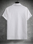 Mens Solid Patch Pocket Lapel Collar Short Sleeve Shirts