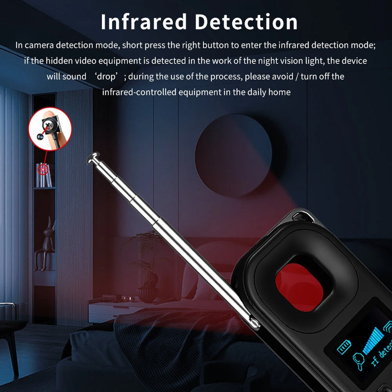 T03 Multi-function Display Hidden Cameras GPS Tracker Detector 1MHz-6.5GHz Frequency Range 450mAh Battery Type-C Interface Portable Security Device