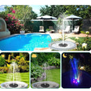 16cm Solar Floating Fountain with Lights 3W LED Solar Bird Bath Light Sensor with 6 Nozzles Auto On Off for Garden Decoration