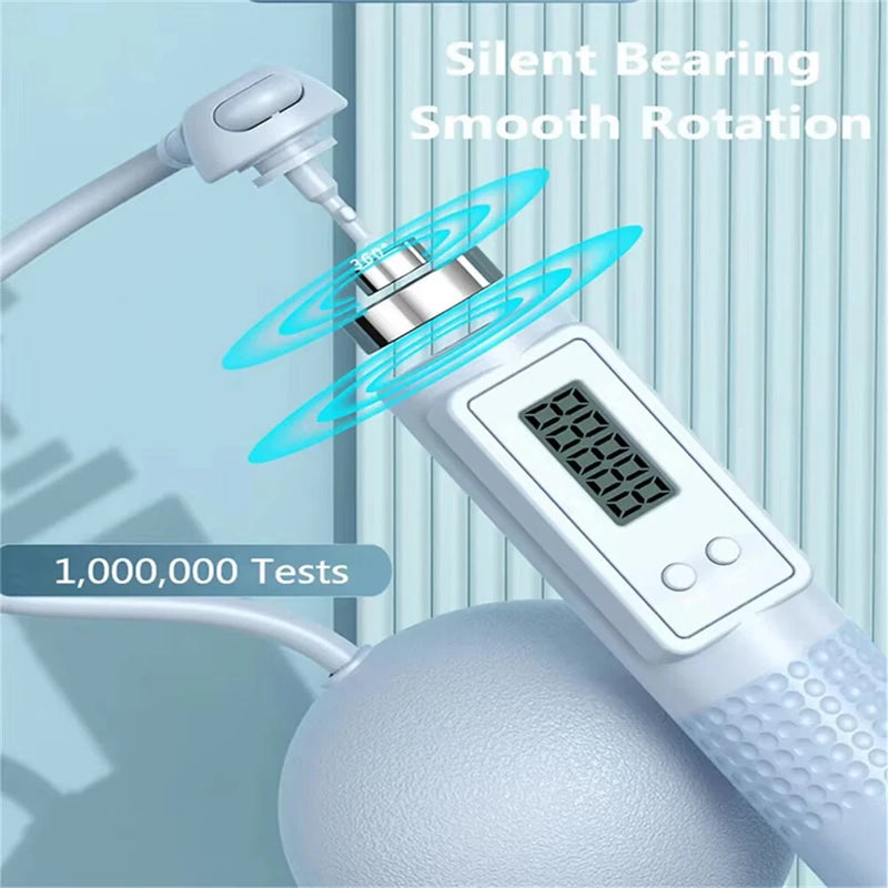 KALOAD Smart Screen Counting Cordless Skipping Rope 60mm Weighted Ball Anti-Skid Handle Silicone Speed Rope Portable Lightweight Unisex Weight for Indoor Outdoor