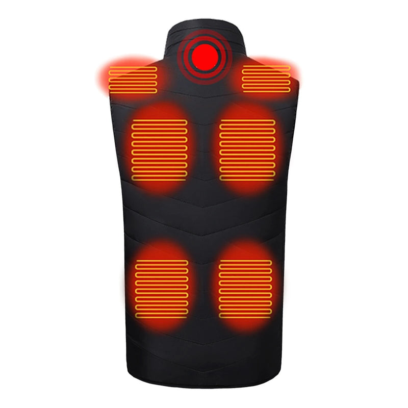 TENGOO HV-11S Unisex 11 Heating Area Vest 3-Gears Heated Jackets USB Electric Thermal Clothing Winter Warm Vest Outdoor Heat Coat Clothing for Winter Skiing Camping