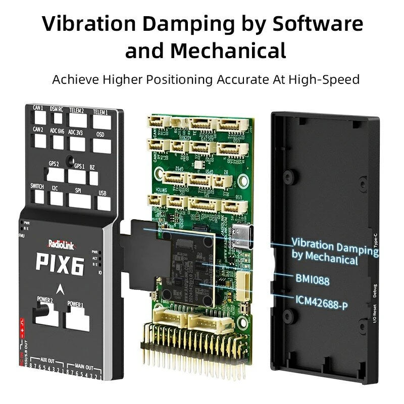 Radiolink PIX6 Open-source Flight Controller Built-in Dual Gyroscope Support ArduPilot for RC Multi-Rotor Drone Airplane Helicopter Car Boat