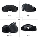 XANES Tactical Goggles 3 Lens Soft Windproof UV400 Protection Glasses For Cycling Safe Protection