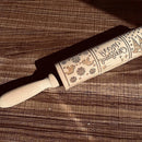 Wooden Embossed Rolling Pin Nativity Pattern Xmas Christmas Wooden Engraved Embossing Rolling Pin with 9 Different Scene for Baking Embossed Cookies