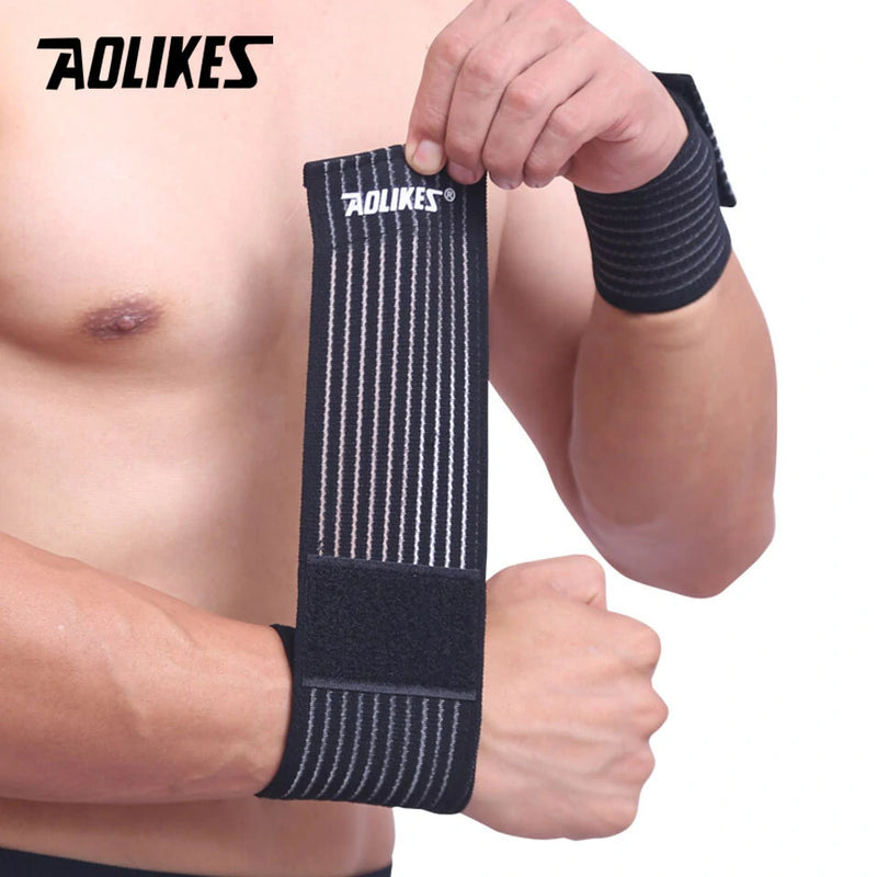 AOLIKES 1PCS Cotton Elastic Bandage Wrist Band Anti-slip Breathable Hand Protection for Weightlifting Ball Games Sports