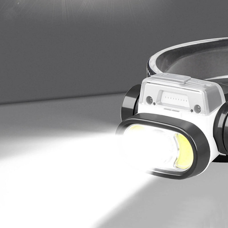 Wave Sensor 2000mAh 400LM 5 Lighting Modes LED Headlamp USB Rechargeable Head Torch COB Outdoor Cycling Adventure Fishing Flashlight Bike Headlamp