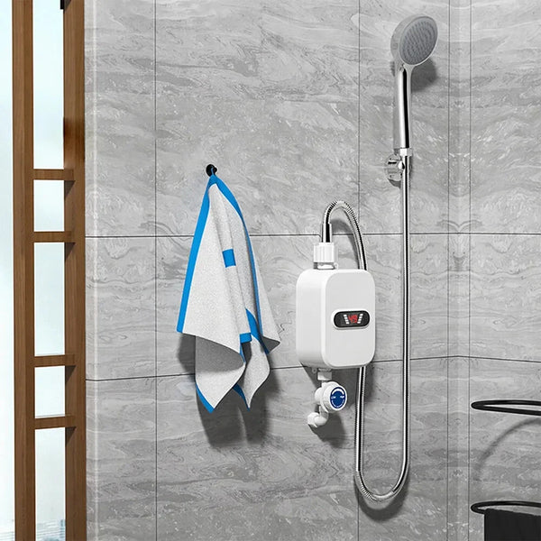 220V EU Plug Mini Instant Electric Water Heater Shower Set with Temperature Control Instant Hot Water Heater Shower Bathroom Faucet Water Heater 3500W Electric Water Heater Tankless Instant Heater