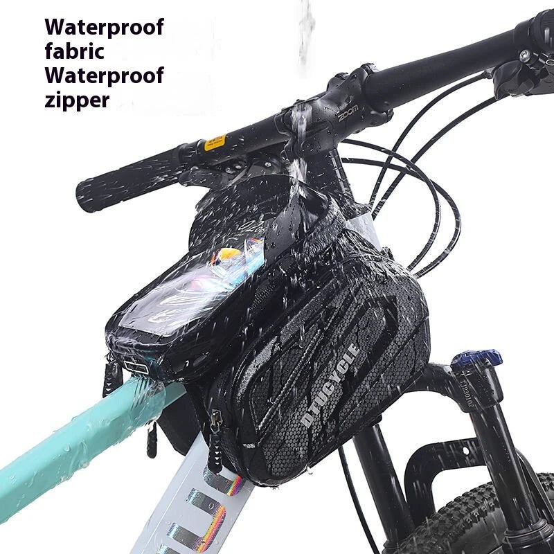 DTUCYCLE Bicycle Front Frame Separable Organizer Bag Waterproof Touch Screen Cycling Bag Triple Hoop Loop Fastening Bike Tube Bag for MTB Road