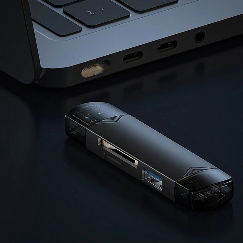 DM-HC61 6-in-1 OTG Type-C SD TF Card Reader USB 3.0 Micro USB Flash Drive Adapter 5Gbps High Speed Transmission Multifunctional Card Reader