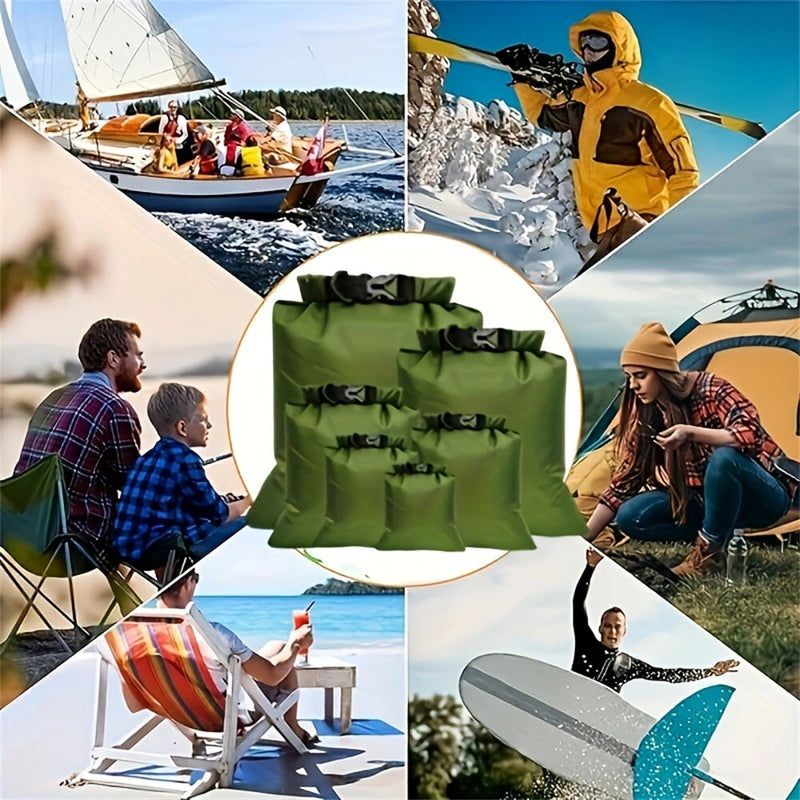 IPRee 6 PCS Outdoor Waterproof Bag Dry Sack for Drifting Boating Floating Kayaking Beach Waterproof Beach bag Long-lasting dry bag