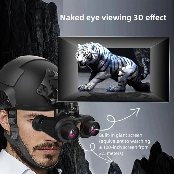 IPRee Head Mounted Night Vision Goggles 3D VR Digital Infrared Night Vision Binoculars 8064x3024 Photo & 3840x1080 Video Resolutions 150m Night Vision