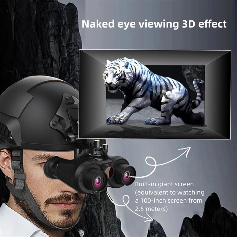 IPRee Head Mounted Night Vision Goggles 3D VR Digital Infrared Night Vision Binoculars 8064x3024 Photo & 3840x1080 Video Resolutions 150m Night Vision
