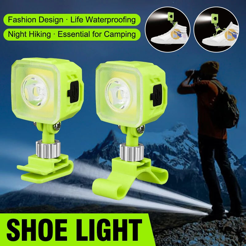 2 Pcs Rechargeable Shoe Lights USB Rechargeable Headlights for shoes 5 Light Modes Flashlight for Night Walking Camping Running