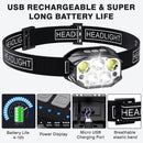 1200LM Super Bright Motion Sensor Headlamp Outdoor Waterproof Head Flashlight USB Charging Headlight for Fishing Camping Search Light