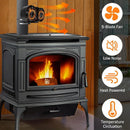 IPRee Heat Powered Stove Fan with Cover Heat Efficient Wall Mounted Thermometer Eco-Friendly Fireplace Fan Portable Heater 10 Blades