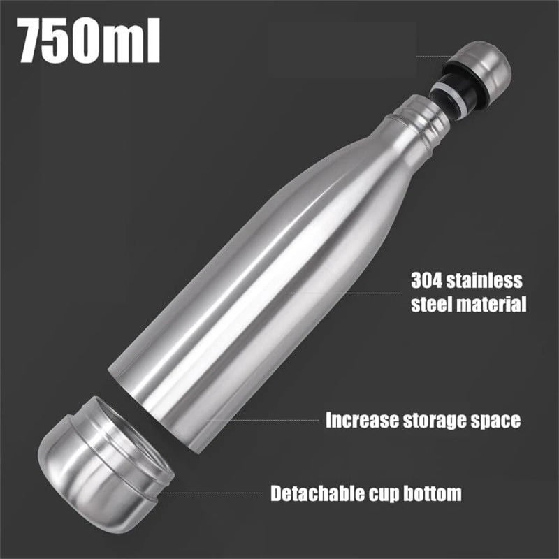 IPRee 750ml Water Bottle with Compartment Portable Water Bottle Pill Organizer Can Safe Hiding Spot for Money Bonus Key Ring Box