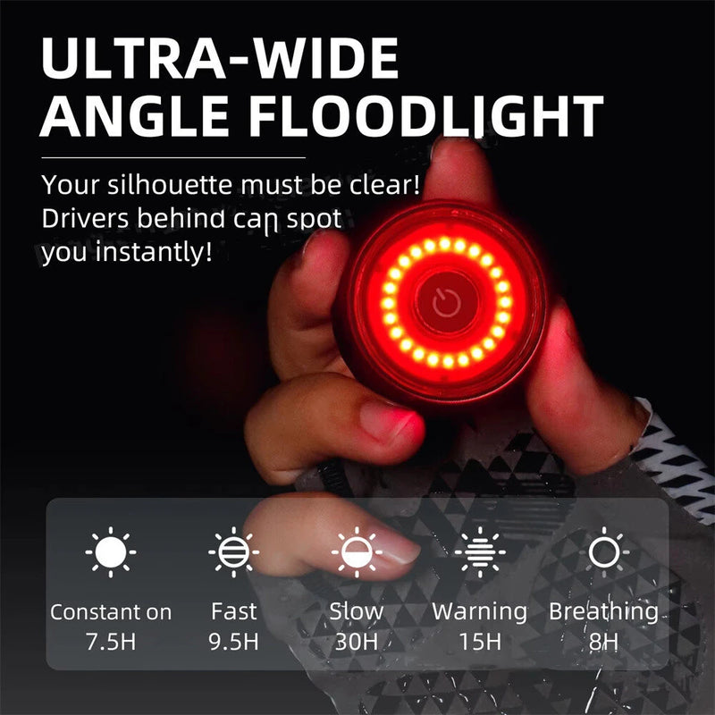 CYCLAMI T08 Smart Brake Anti-theft Taillight with Positioning IPX64 Waterproof Type-C Charging Bike Rear Light for MTB Night Cycling Safety