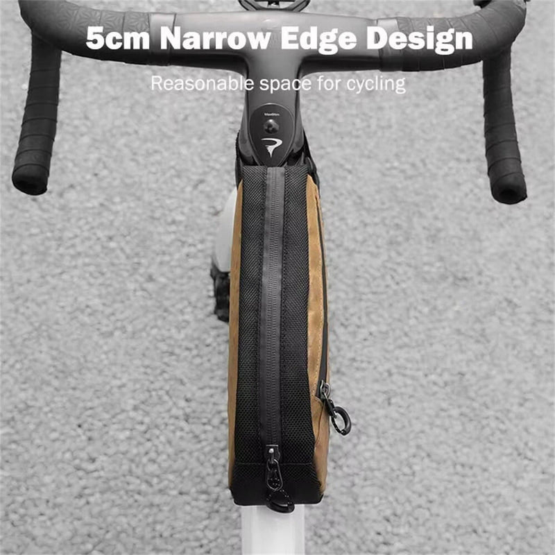 ESLNF Portable Bike Tube Bag Waterproof Big Capacity Top Zipper Hook Loop Strap Installation Nylon Bicycle Frame Bag for MTB Outdoor Riding