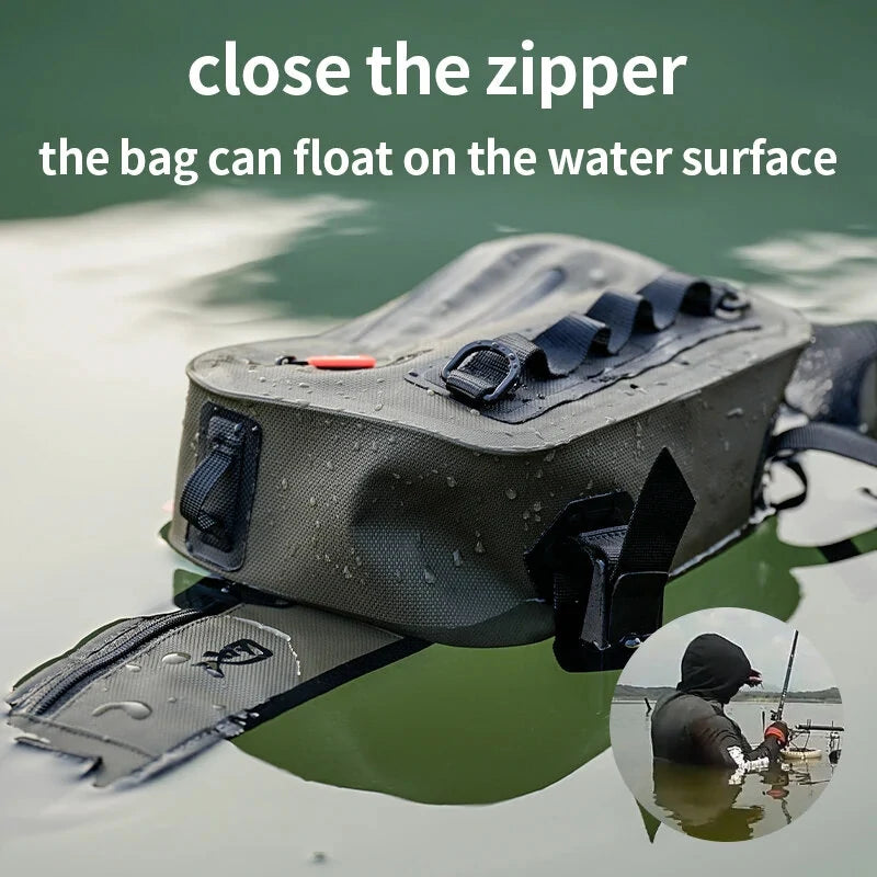 ZANLURE Large Capacity Fishing Tackle IPX6 Waterproof Bag Outdoor Waist Fanny Pack Crossbody Bag Lures Line Box Storage for Hiking Camping Fishing